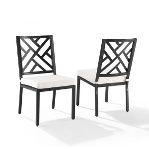 Crosley Furniture - Locke 2Pc Outdoor Dining Chair Set Creme/Matte Black - 2 Chairs - KO60050MB-CR
