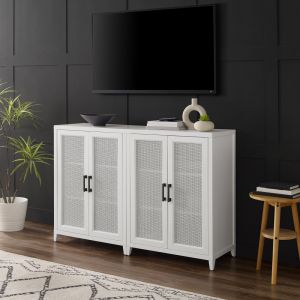 Crosley Furniture Milo 2Pc Media Storage Cabinet Set White - 2 Storage Pantries - KF13131WH