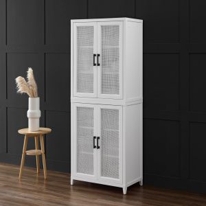 Crosley Furniture Milo Tall Storage Pantry White - 2 Stackable Pantries - KF33025WH