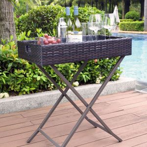 Crosley Furniture - Palm Harbor Outdoor Wicker Butler Tray - CO7206-BR_CLOSEOUT
