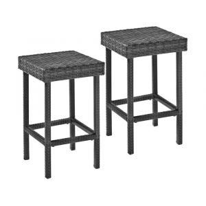 Crosley Furniture - Palm Harbor Outdoor Wicker Counter Height Stool in Weathered Gray - (Set of 2) - CO7107-WG