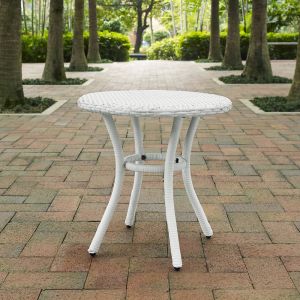 Crosley Furniture - Palm Harbor Outdoor Wicker Round Side Table in White - CO7217-WH_CLOSEOUT