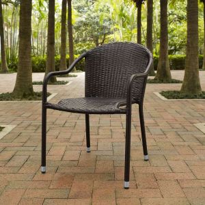 Crosley Furniture - Palm Harbor Outdoor Wicker Stackable Chairs Brown (Set of 4) - CO7109-BR_CLOSEOUT