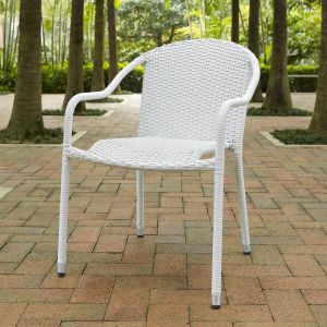 Crosley Furniture - Palm Harbor Outdoor Wicker Stackable Chairs White (Set of 4) - CO7109-WH_CLOSEOUT