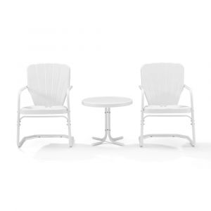 Crosley Furniture - Ridgeland 3 Piece Outdoor Chat Set White - 2 Chairs, Side Table - KO10012WH