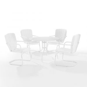 Crosley Furniture - Ridgeland 5 Piece Outdoor Dining Set White Gloss /White Satin - Dining Table & 4 Chairs - KO10015WH