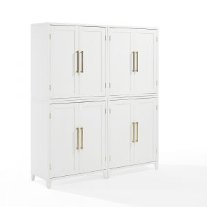 Crosley Furniture - Roarke 2Pc Kitchen Pantry Storage Cabinet Set White - 2 Pantries - KF33054WH