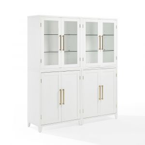 Crosley Furniture - Roarke 2Pc Pantry Storage Cabinet W/Glass Door Hutch Set White - 2 Pantries - KF33056WH