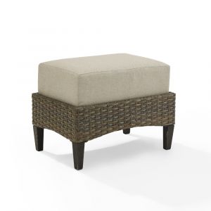 Crosley Furniture - Rockport Outdoor Wicker Ottoman Oatmeal/Light Brown - CO6331-LB