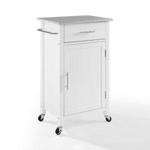 Crosley Furniture - Savannah Stainless Steel Top Compact Kitchen Island/Cart White/Stainless Steel - CF3028SS-WH