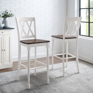 Crosley Furniture - Shelby 2Pc Bar Stool Set Distressed White - 2 Stools - CF501030-WH