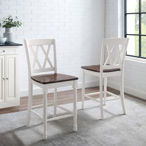 Crosley Furniture - Shelby 2Pc Counter Stool Set Distressed White - 2 Stools - CF501024-WH