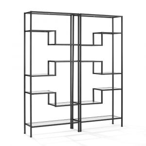 Crosley Furniture - Sloane 2 Piece Etagere Set Matte Black - 2 Etageres - KF13051MB