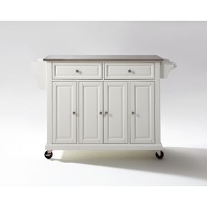Crosley Furniture - Stainless Steel Top Kitchen Cart/Island in White Finish - KF30002EWH