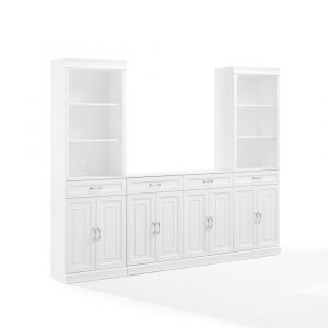 Crosley Furniture - Stanton 3-Piece Sideboard And Storage Bookcase Set White - Sideboard & 2 Bookcases - KF33039WH
