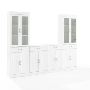 Crosley Furniture - Stanton 3Pc Sideboard And Glass Door Pantry Set White - Sideboard & 2 Pantries - KF33036WH