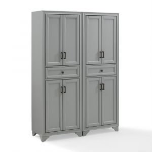 Crosley Furniture - Tara 2 Piece Pantry Set Distressed Gray - 2 Pantries - KF33005GY