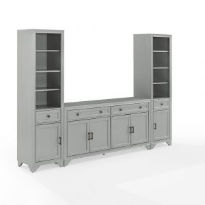 Crosley Furniture - Tara 3Pc Entertainment Set Distressed Gray - Sideboard & 2 Bookcases - KF33015GY