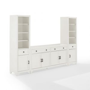 Crosley Furniture - Tara 3Pc Entertainment Set Distressed White - Sideboard & 2 Bookcases - KF33015WH
