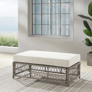 Crosley Furniture - Thatcher Outdoor Wicker Coffee Table Ottoman Creme/Driftwood - KO70433DW-CR_CLOSEOUT