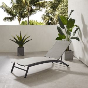 Crosley Furniture - Weaver Outdoor Sling Chaise Lounge Light Gray/Matte Black - CO6310MB-LG