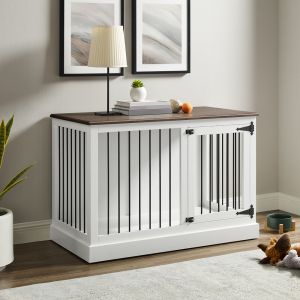 Crosley Furniture Winslow Small Credenza Dog Crate White/Dark Brown - CF4502-WH