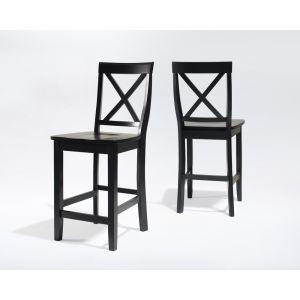 Crosley Furniture - X-Back Bar Stool in Black Finish with 24 Inch Seat Height (Set of 2) - CF500424-BK