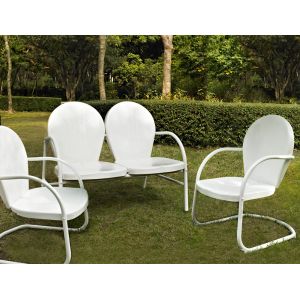 Crosley Furniture - Griffith 3 Piece Metal Outdoor Conversation Seating Set - Loveseat & 2 Chairs in White Finish - KO10002WH