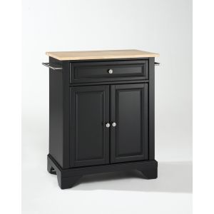 Crosley Furniture - LaFayette Natural Wood Top Portable Kitchen Island in Black Finish - KF30021BBK