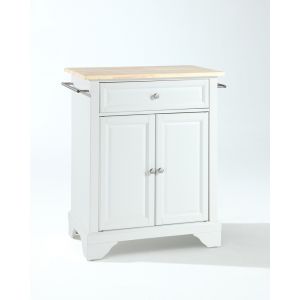 Crosley Furniture - LaFayette Natural Wood Top Portable Kitchen Island in White Finish - KF30021BWH