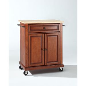 Crosley Furniture - Natural Wood Top Portable Kitchen Cart/Island in Classic Cherry Finish - KF30021ECH