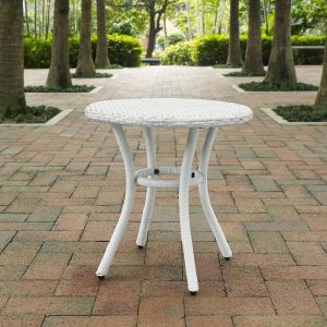 Crosley Furniture - Palm Harbor Outdoor Wicker Round Side Table in White - CO7217-WH