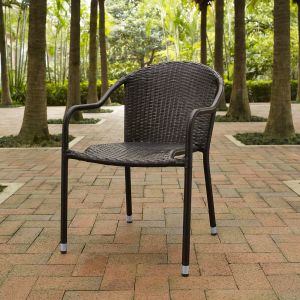 Crosley Furniture - Palm Harbor Outdoor Wicker Stackable Chairs Brown (Set of 4) - CO7109-BR