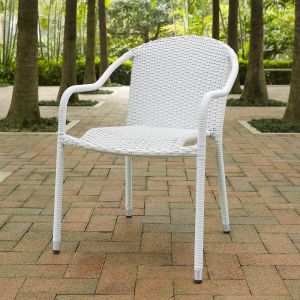 Crosley Furniture - Palm Harbor Outdoor Wicker Stackable Chairs - Set of 4 White - CO7109-WH