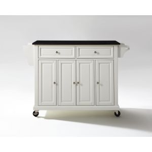 Crosley Furniture - Solid Black Granite Top Kitchen Cart/Island in White Finish - KF30004EWH