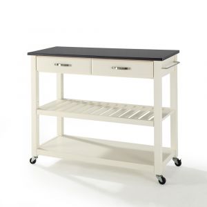 Crosley Furniture - Solid Black Granite Top Kitchen Cart/Island With Optional Stool Storage in White Finish - KF30054WH