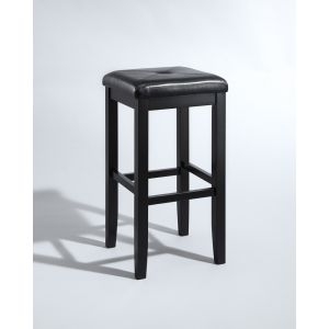Crosley Furniture - Upholstered Square Seat Bar Stool in Black Finish with 29 Inch Seat Height - (Set of 2) - CF500529-BK