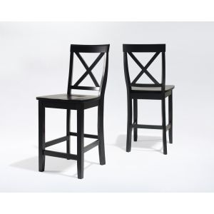 Crosley Furniture - X-Back Bar Stool in Black Finish with 24 Inch Seat Height - (Set of 2) - CF500424-BK