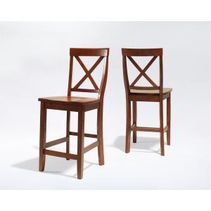 Crosley Furniture - X-Back Bar Stool in Classic Cherry Finish with 24 Inch Seat Height - (Set of 2) - CF500424-CH