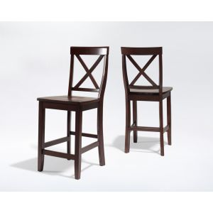 Crosley Furniture - X-Back Bar Stool in Vintage Mahogany Finish with 24 Inch Seat Height (Set of 2) - CF500424-MA