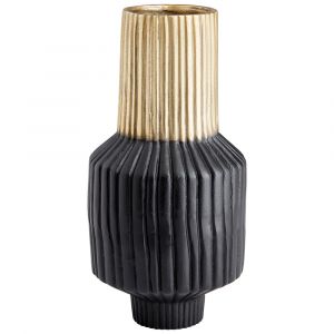 Cyan Design - Allumage Vase in Matt Black and Gold - Medium - 10625