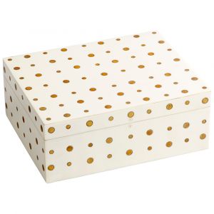 Cyan Design - Dot Crown Container in White and Brass - Medium - 10659