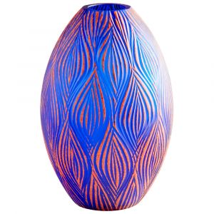 Cyan Design - Fused Groove Vase in Blue - Large - 10033