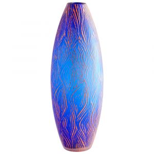 Cyan Design - Fused Groove Vase in Blue - 10031