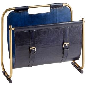 Cyan Design - Granville Magazine Rack in Blue and Antique Brass - 10719