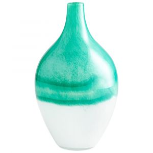 Cyan Design - Iced Marble Vase in Turquoise & White - Large - 09521