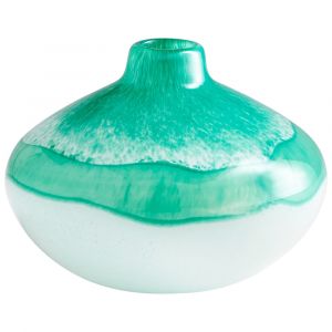 Cyan Design - Iced Marble Vase in Turquoise & White - Small - 09519