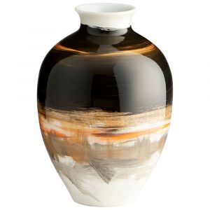 Cyan Design - Indian Paint Brush Vase #1 in Black & White & Gold - 09880