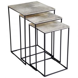 Cyan Design - Irvine Nesting Tables in Raw Nickel and Black - 09717