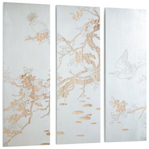Cyan Design - Osaka Wall Art in Silver Leaf and Natural Wood - 07517